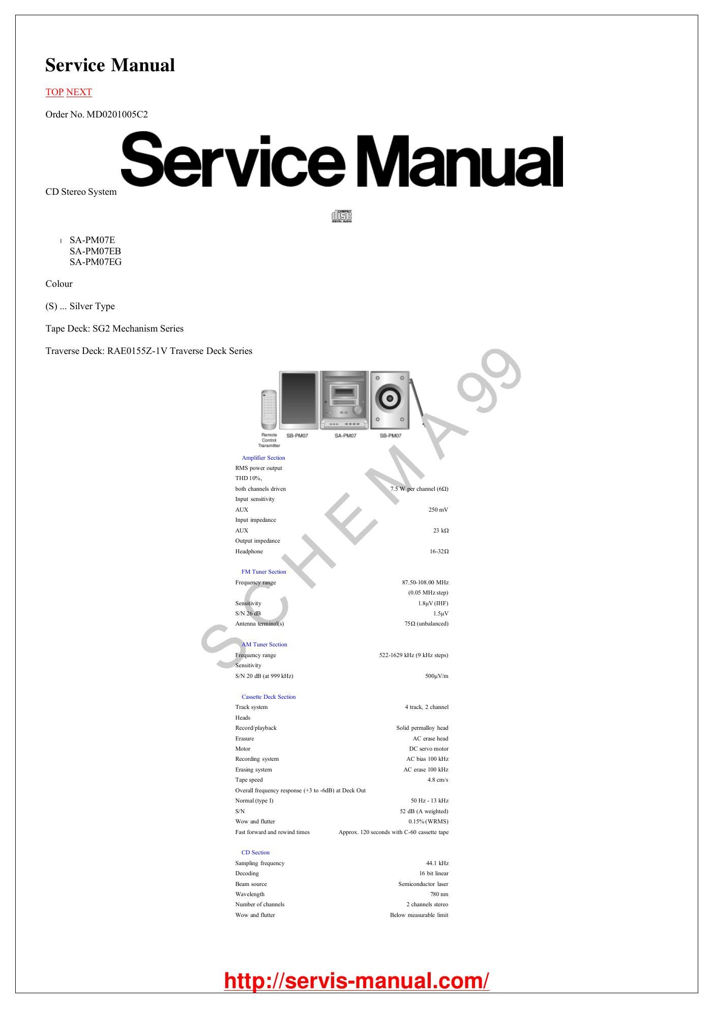 panasonic sa pm 7 e service manual