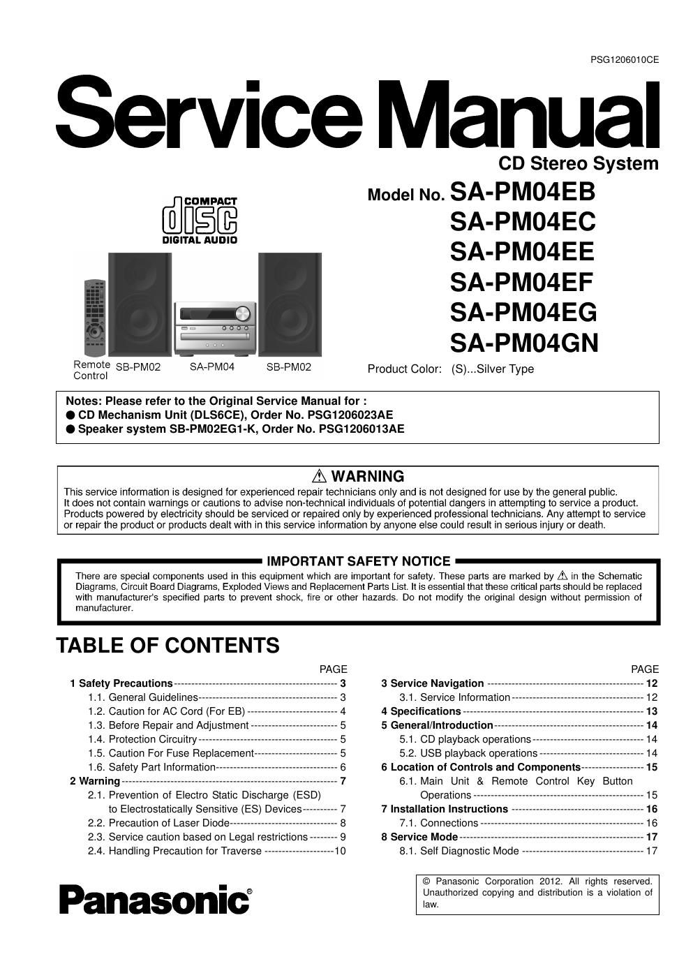 panasonic sa pm04e service manual