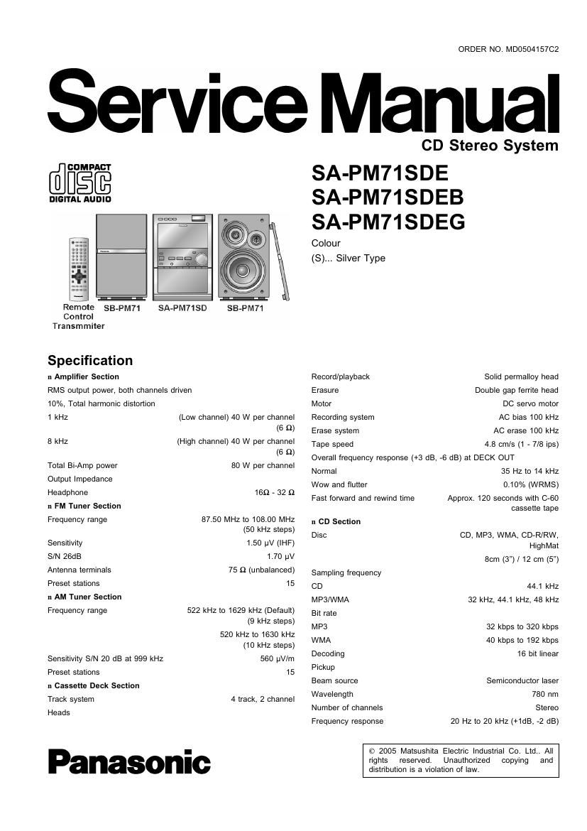 panasonic sa pm71sde