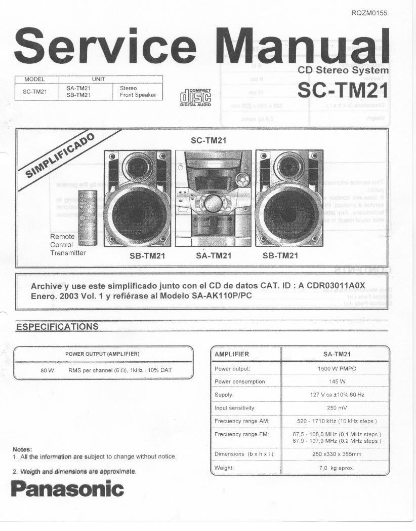 panasonic sa tm21