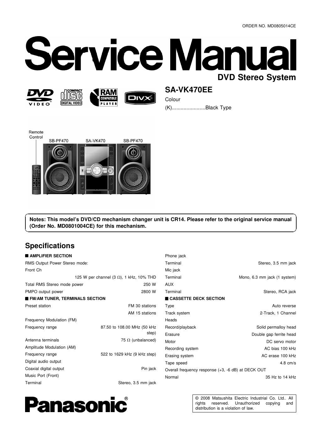 panasonic sa vk 470 ee service manual