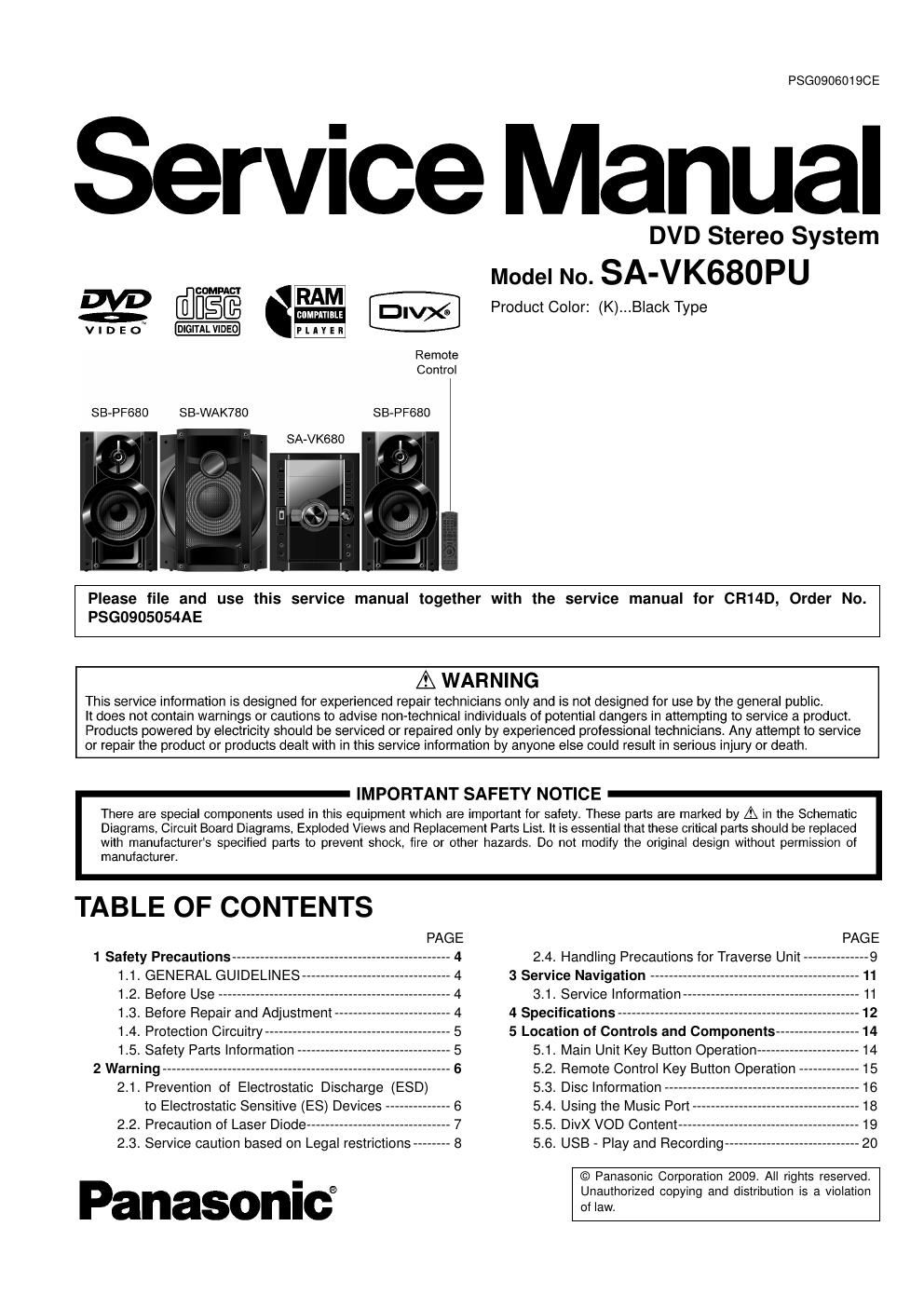 panasonic sa vk 680 pu service manual