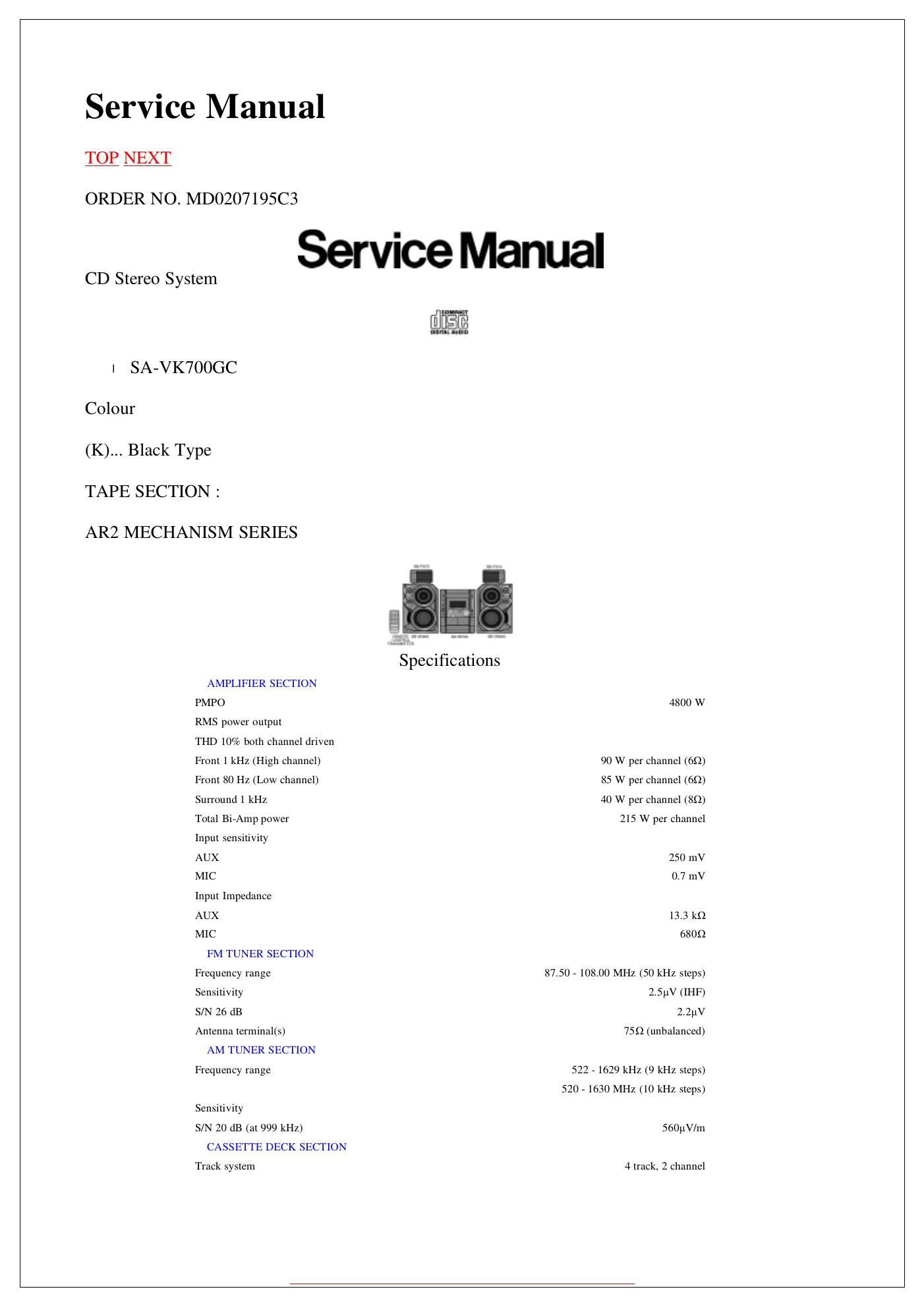 panasonic sa vk 700 gc schematic