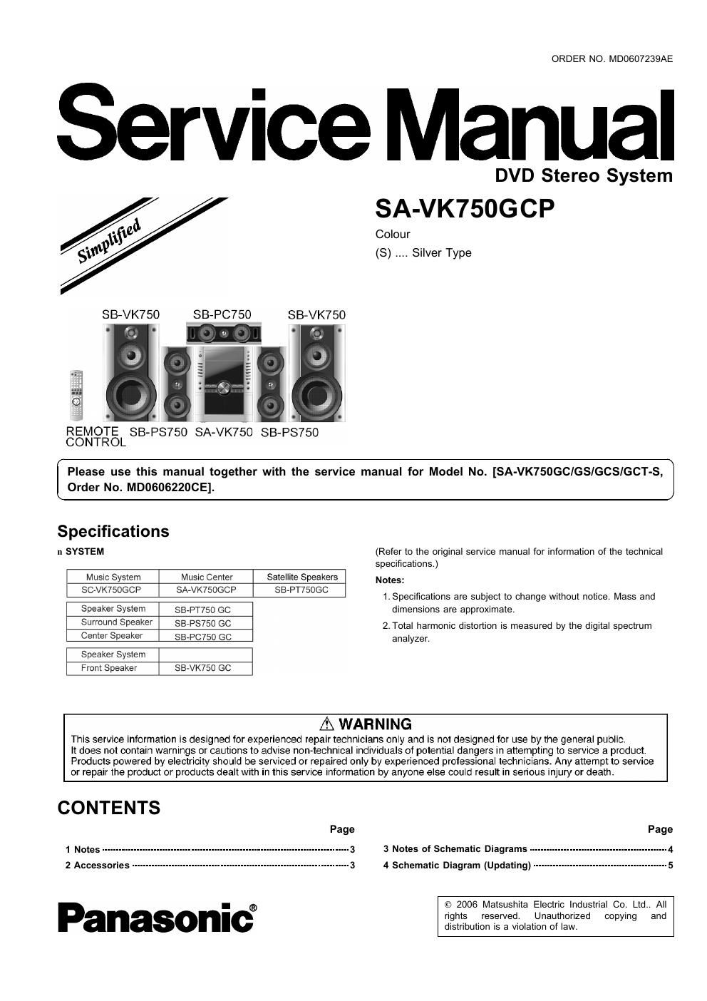 panasonic sa vk 750 gcp service manual