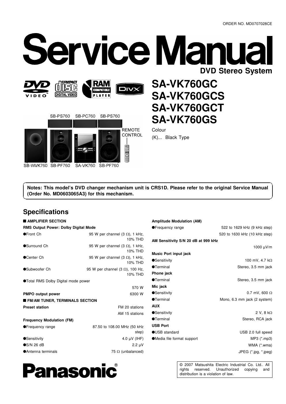 panasonic sa vk 760 gc service manual