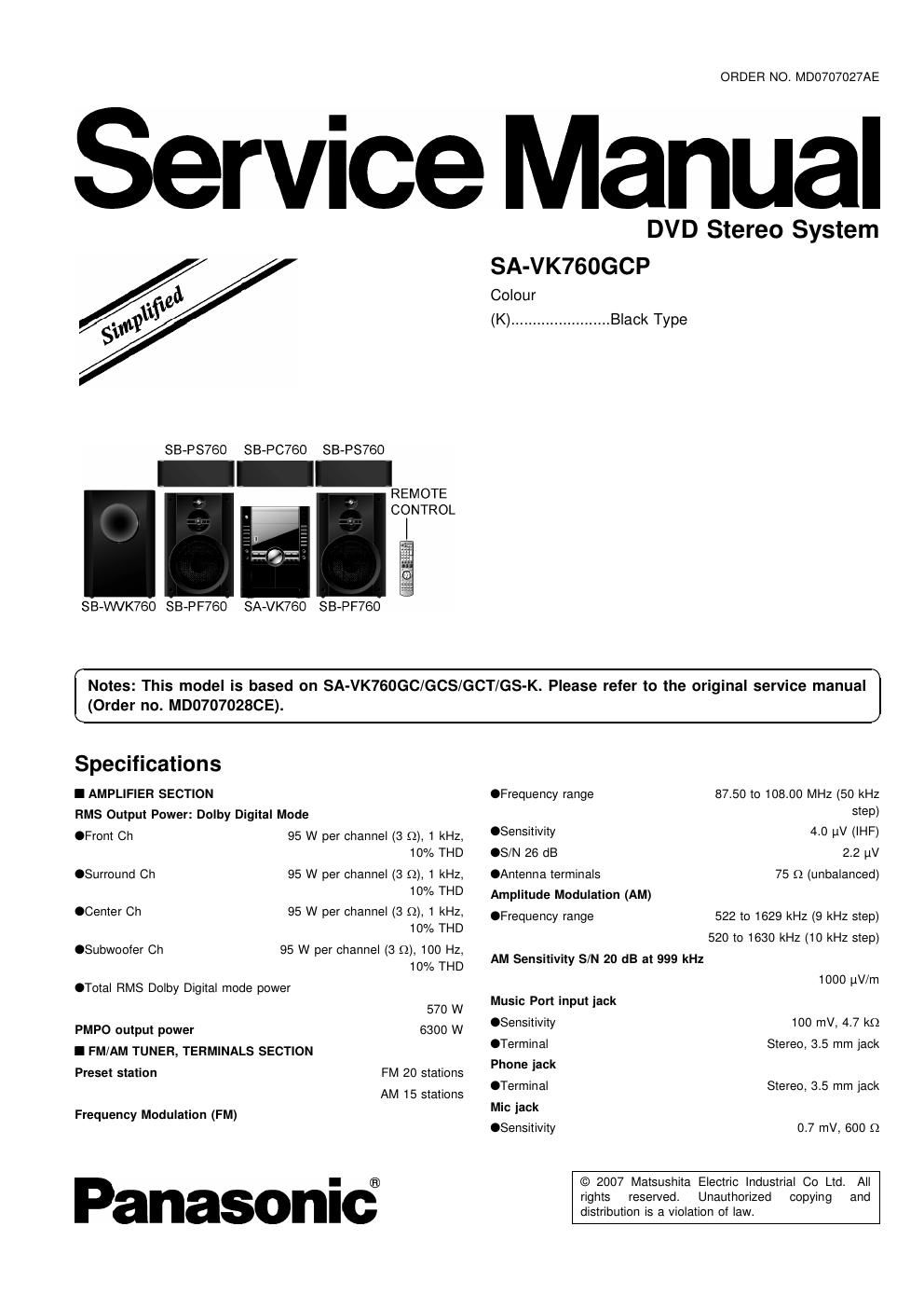 panasonic sa vk 760 gcp service manual