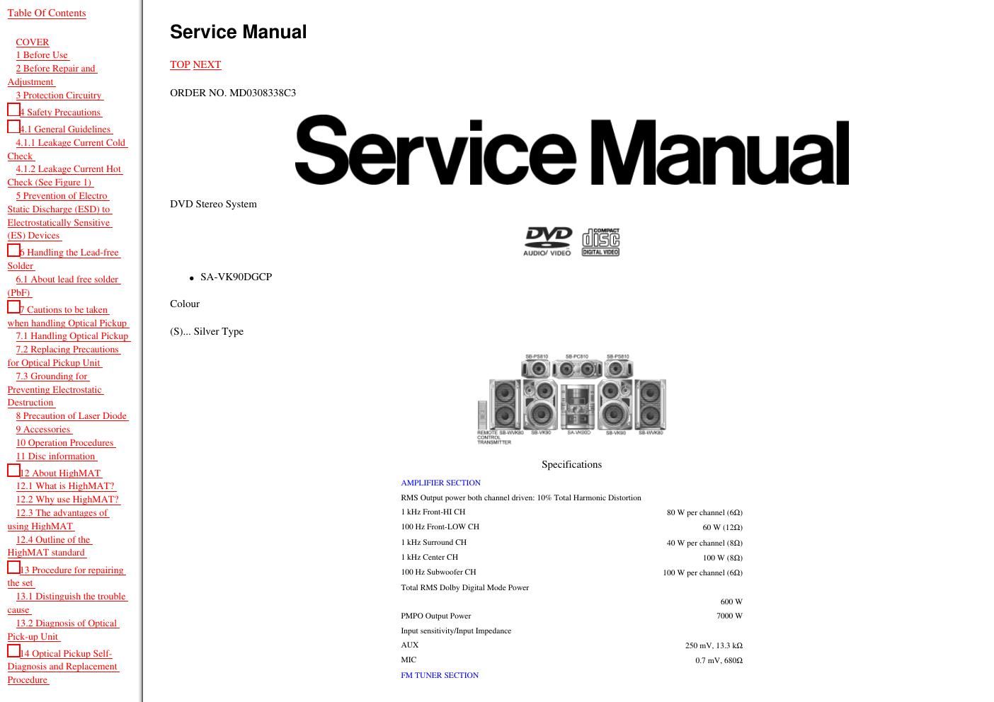 panasonic sa vk 90 service manual