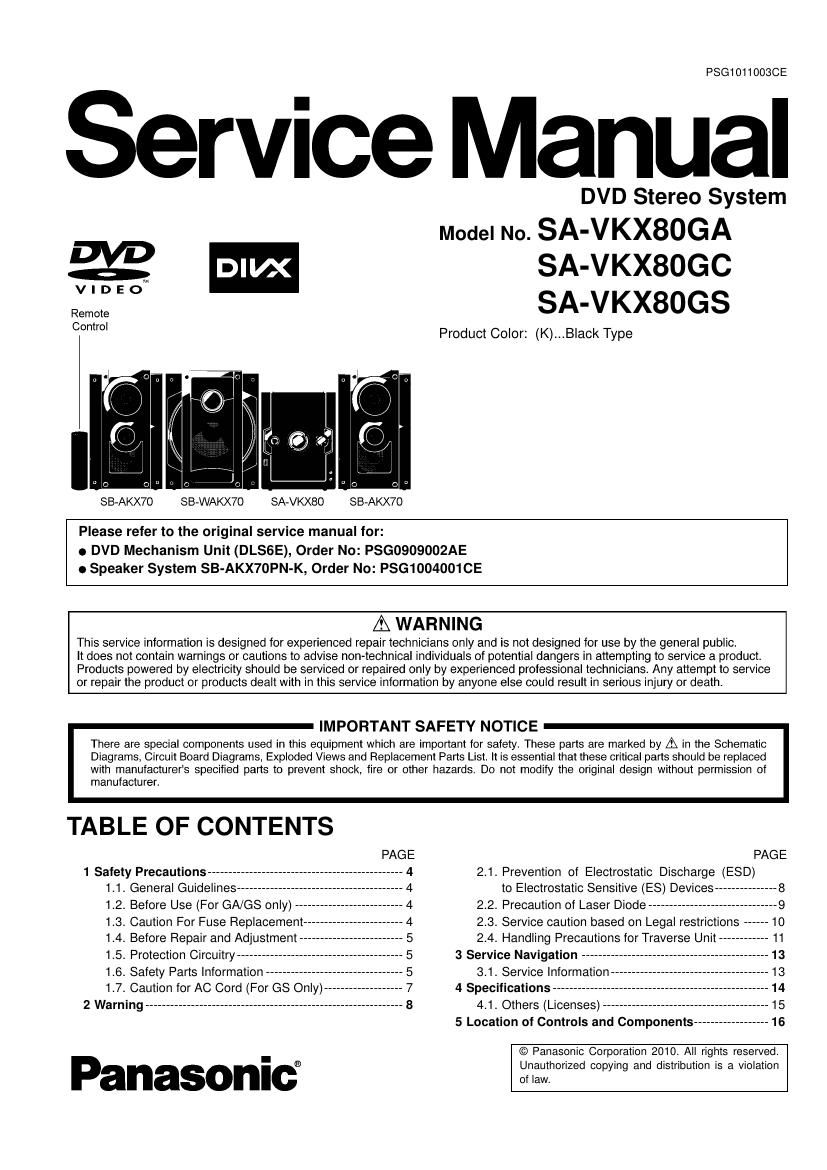 panasonic sa vkx80 series