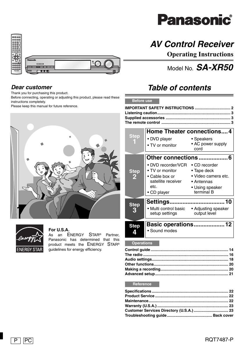 panasonic sa xr 50 owners manual