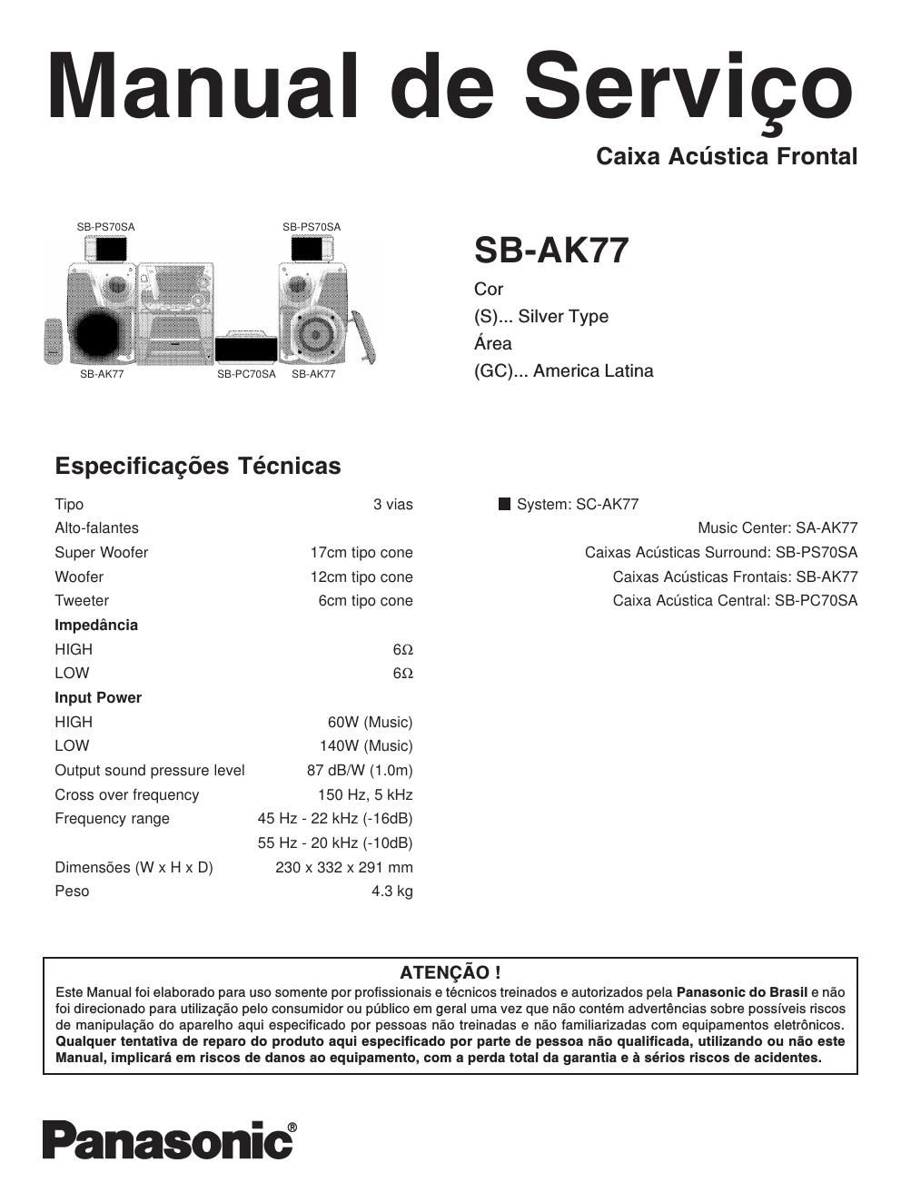 panasonic sb ak 77 service manual