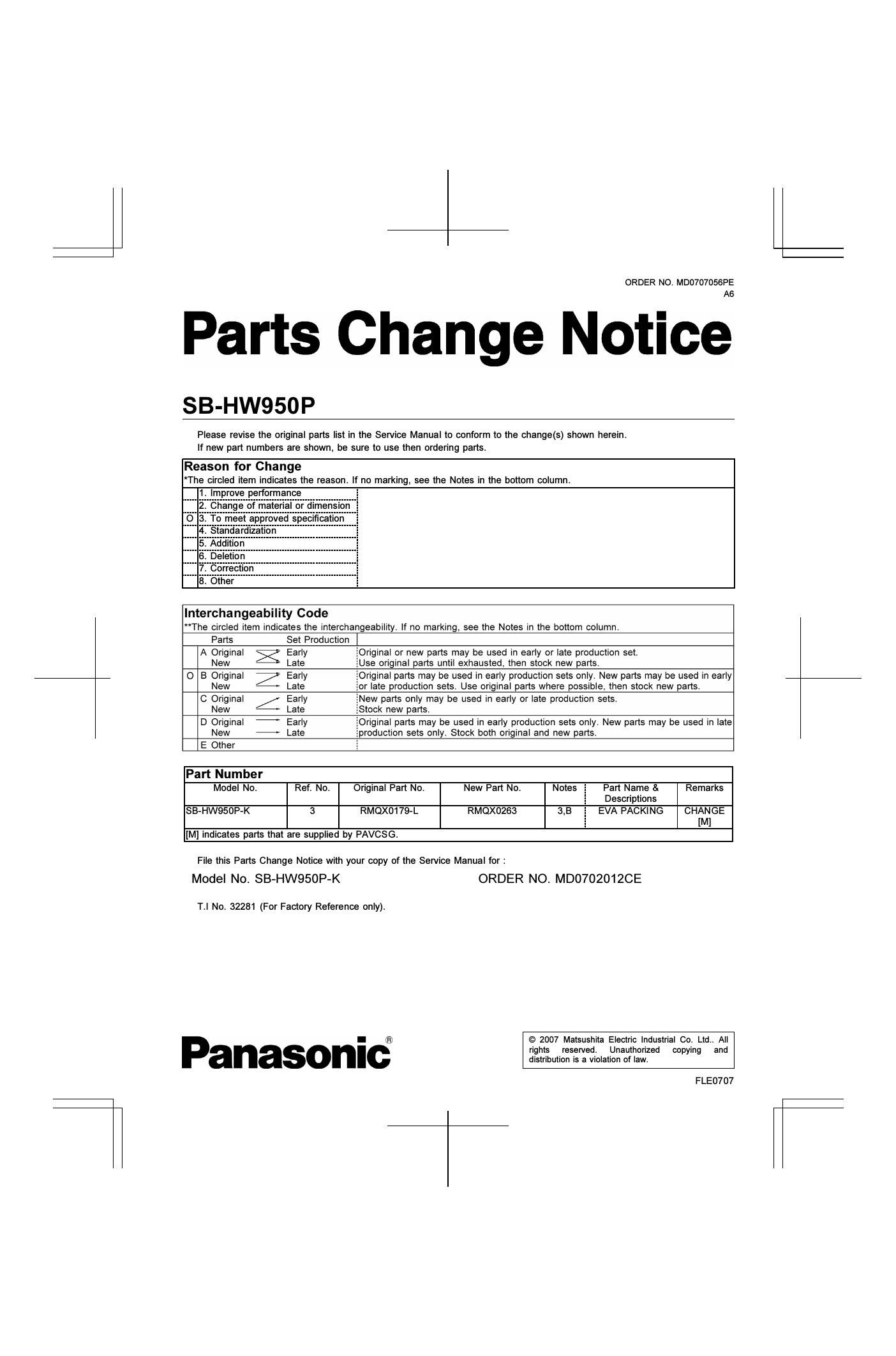 panasonic sb hw 950 p service manual