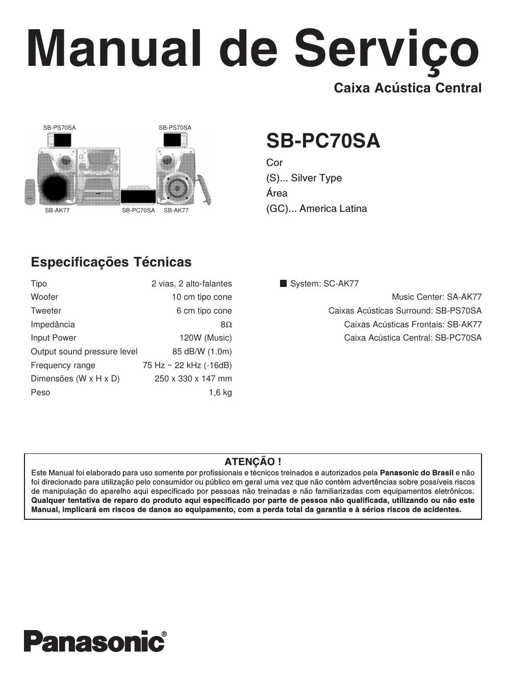 panasonic sb pc 70 sa service manual