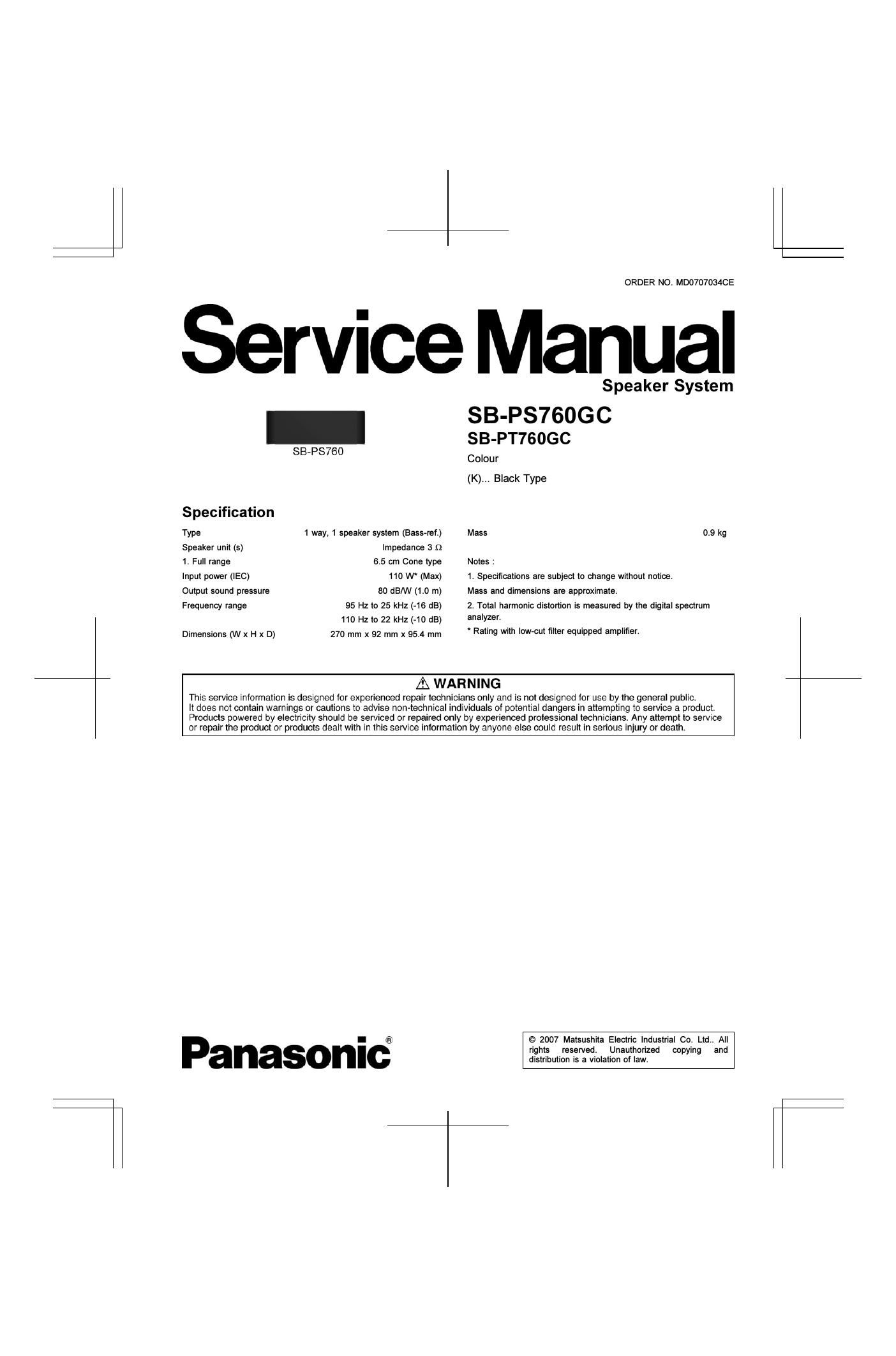 panasonic sb ps 760 gc service manual