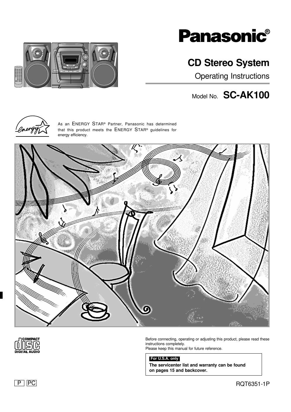 panasonic sc ak 100 owners manual