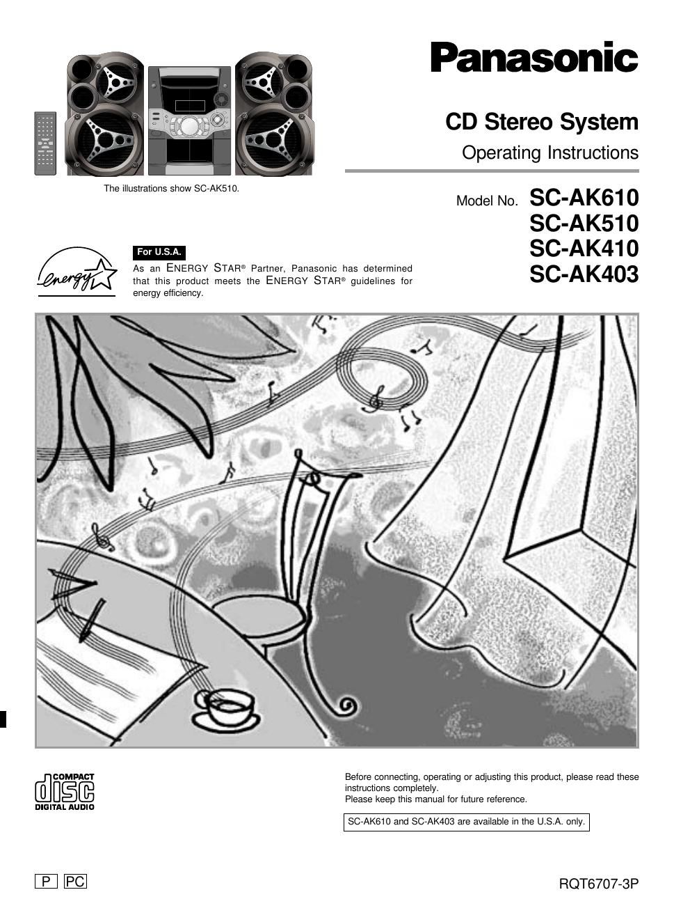 panasonic sc ak 403 owners manual