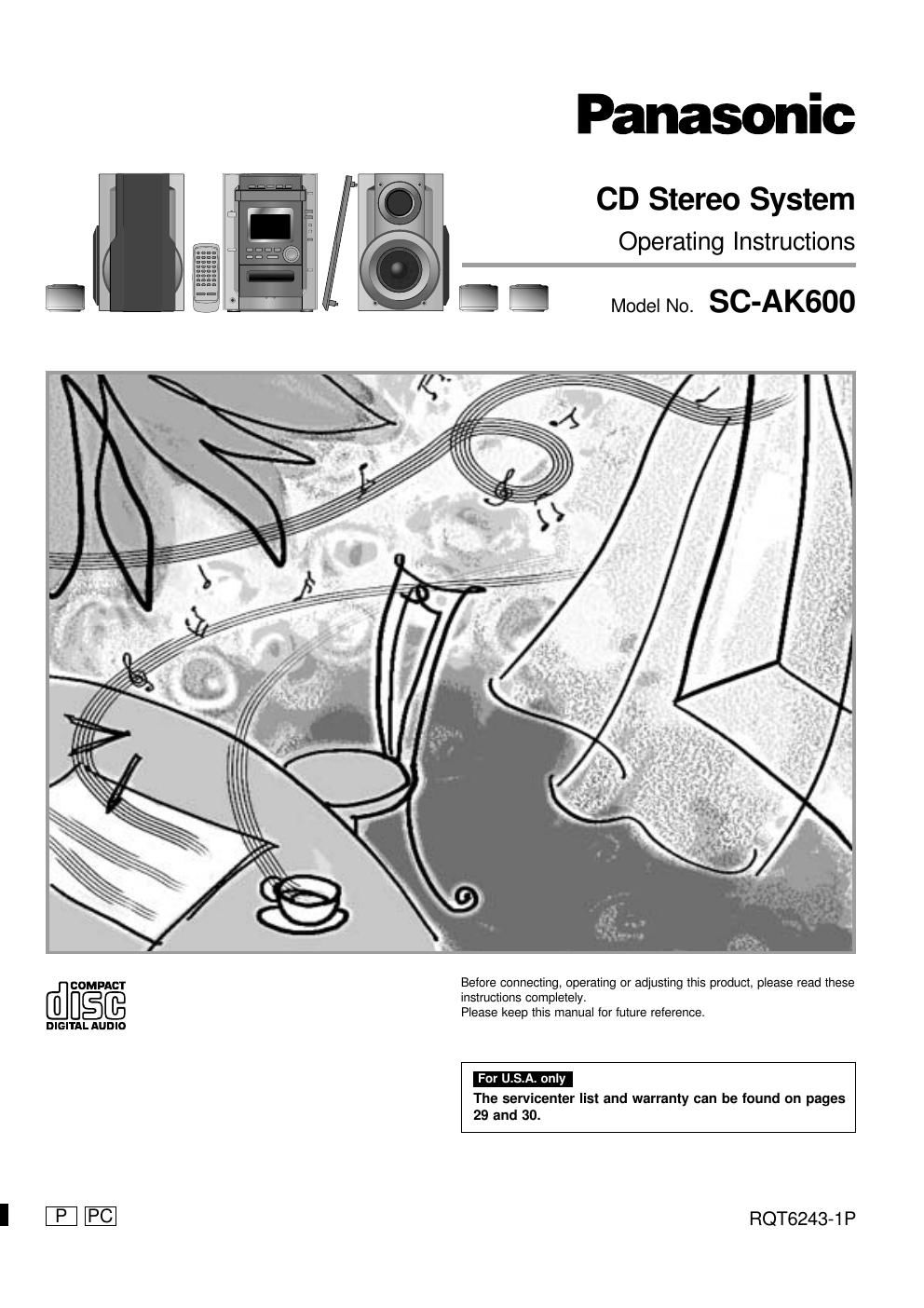 panasonic sc ak 600 owners manual