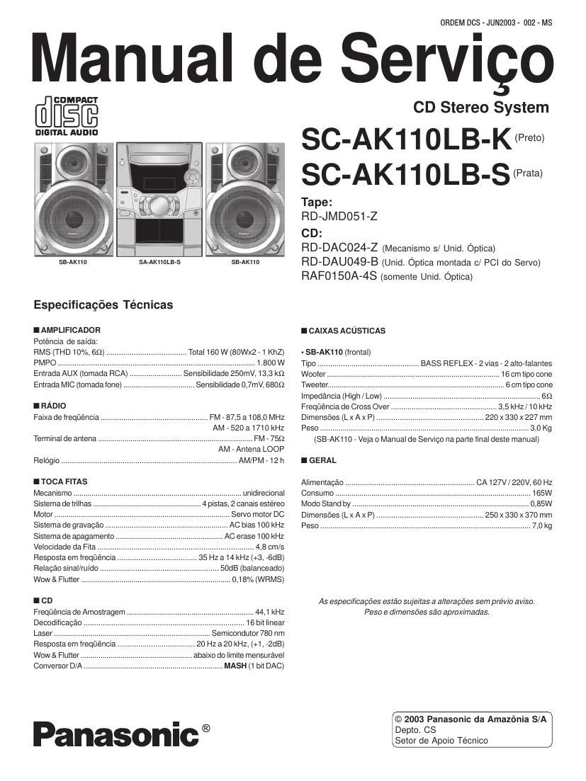 panasonic sc ak110lb ks