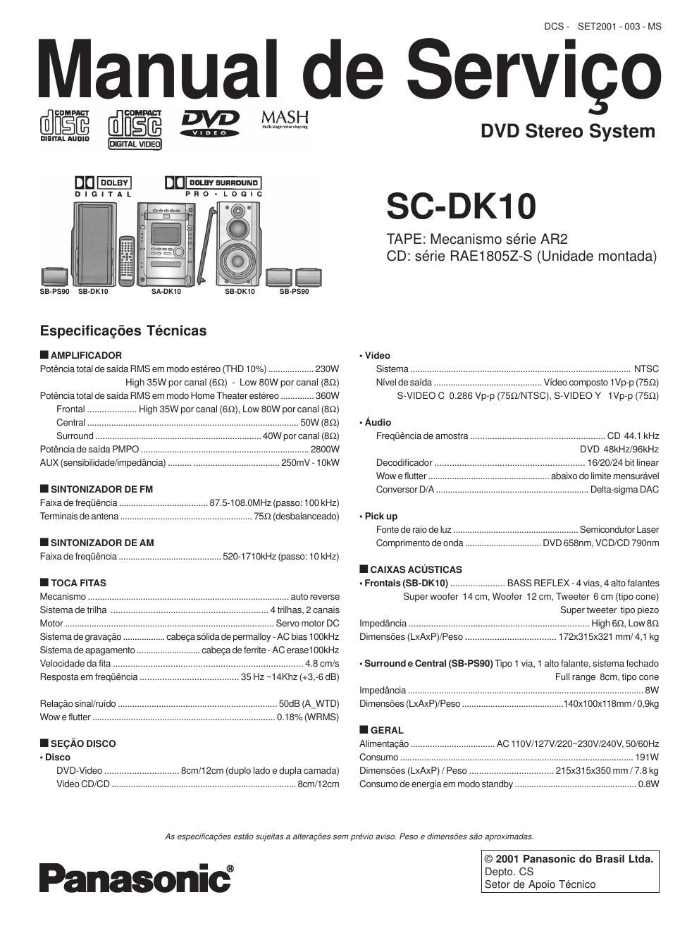 panasonic sc dk 10 service manual
