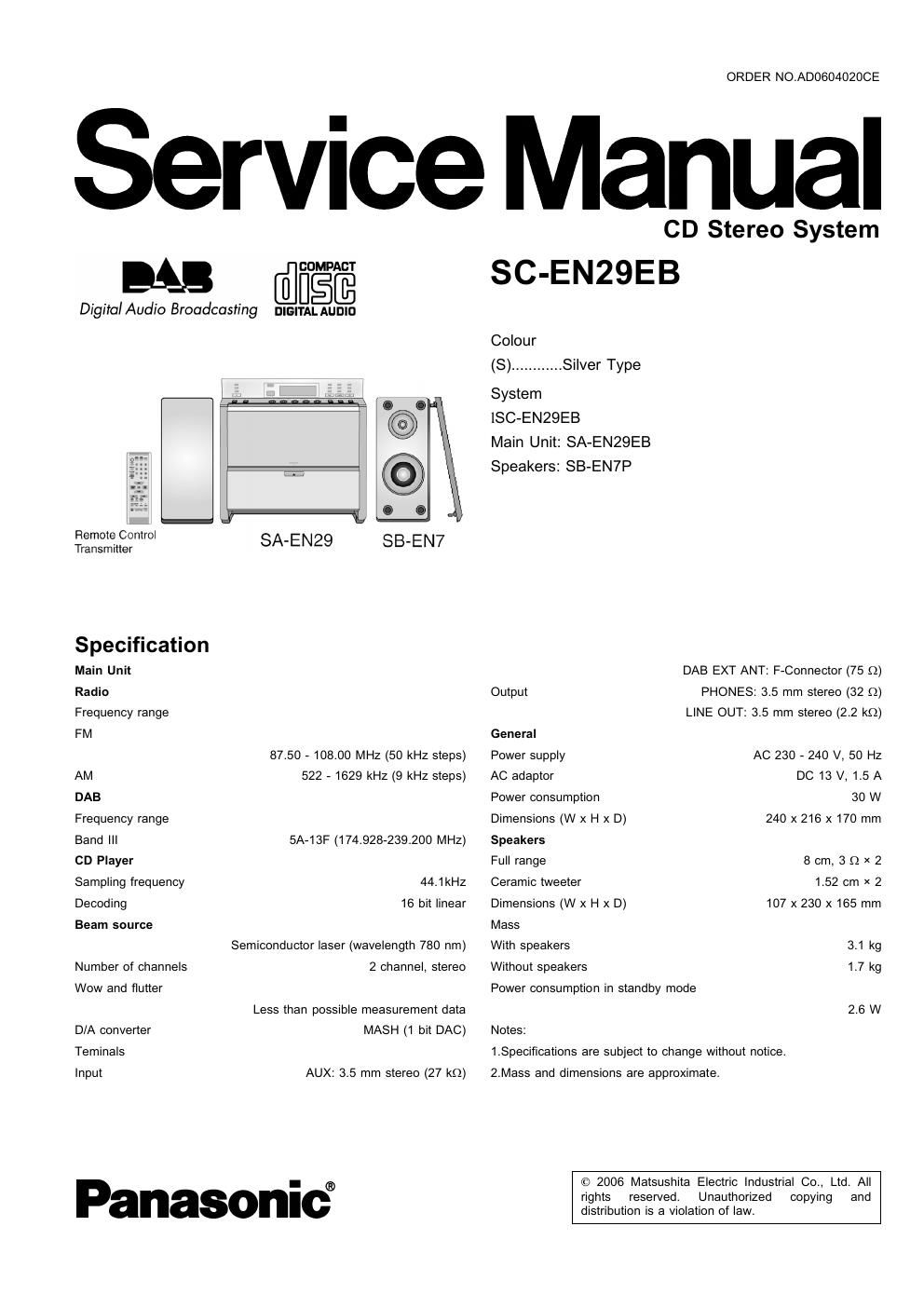 panasonic sc en 29 eb service manual