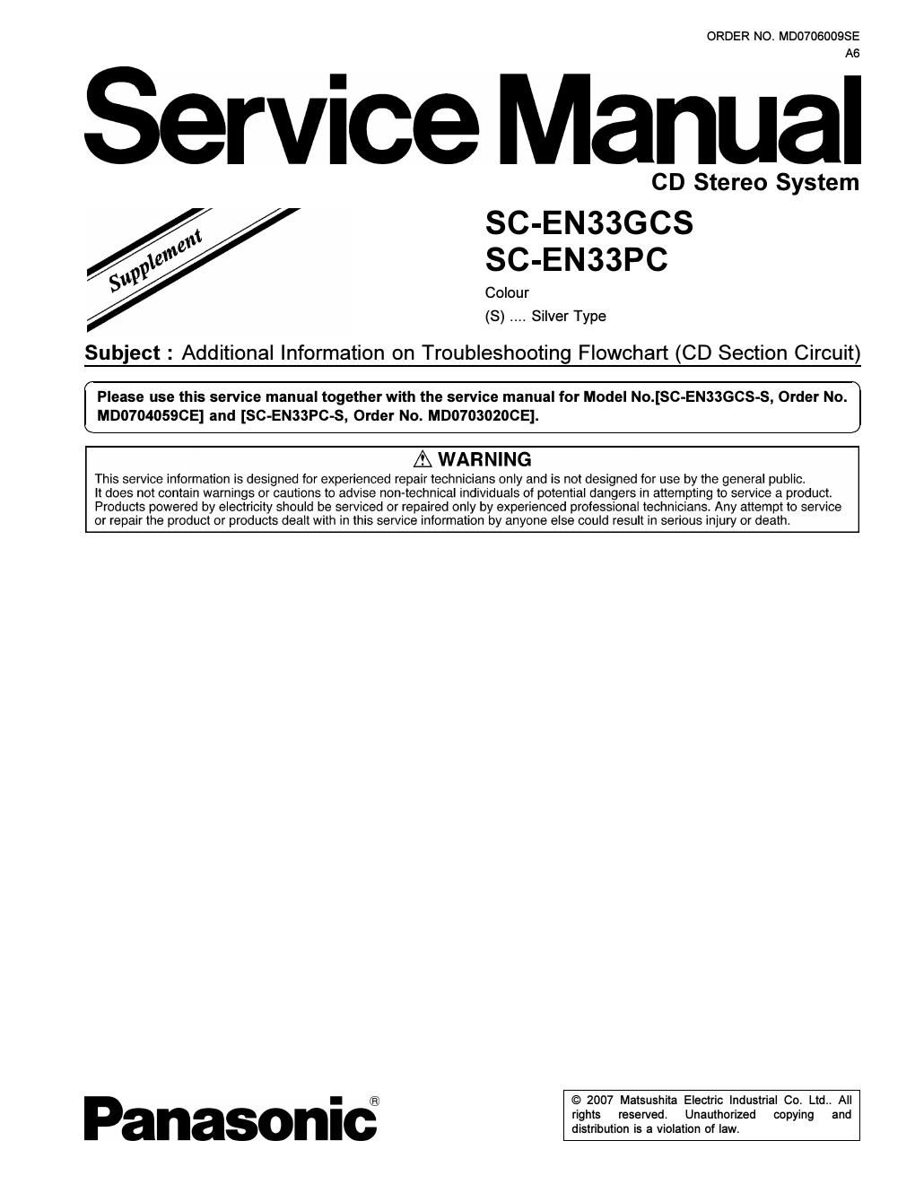 panasonic sc en 33 gcs service manual