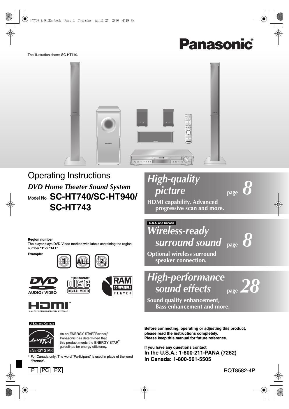 panasonic sc ht 740 owners manual