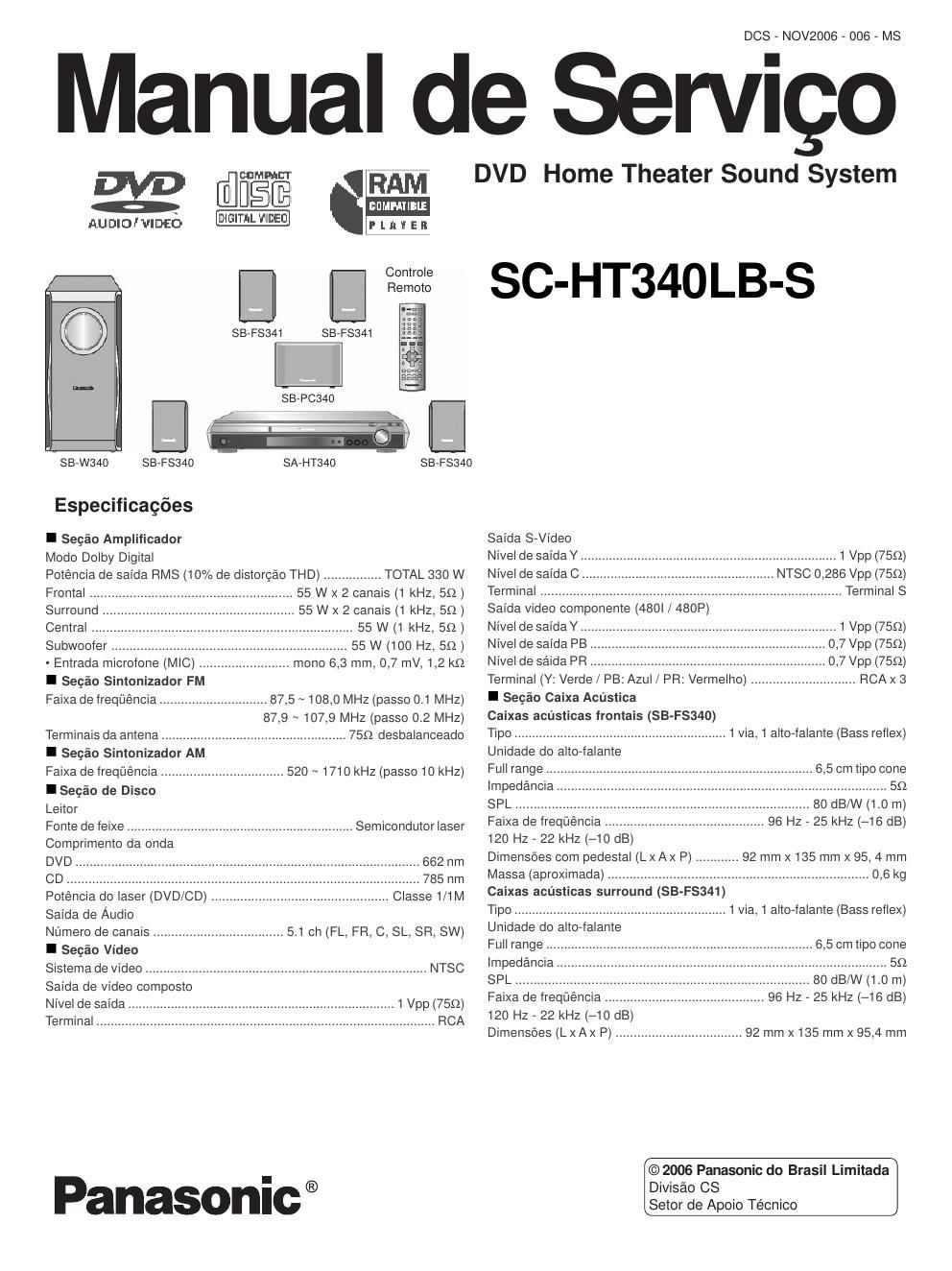 panasonic sc ht340lbs home theater