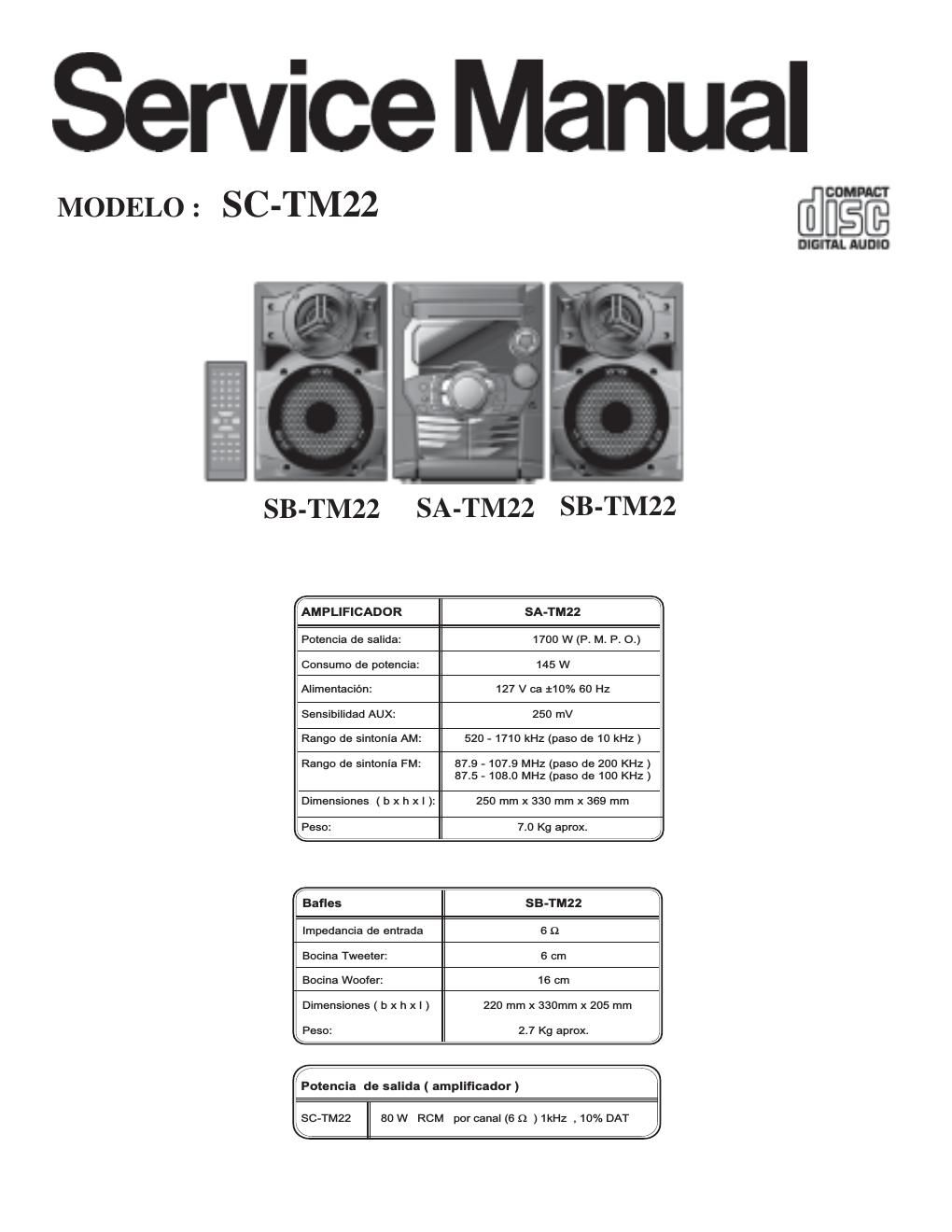 panasonic sc tm 22 service manual