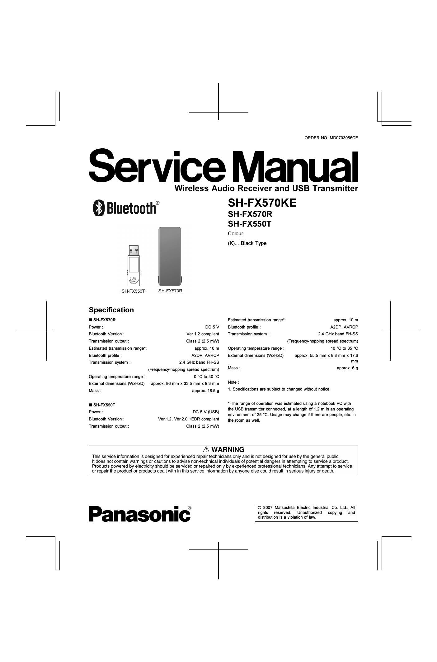 panasonic sh fx 570 ke service manual