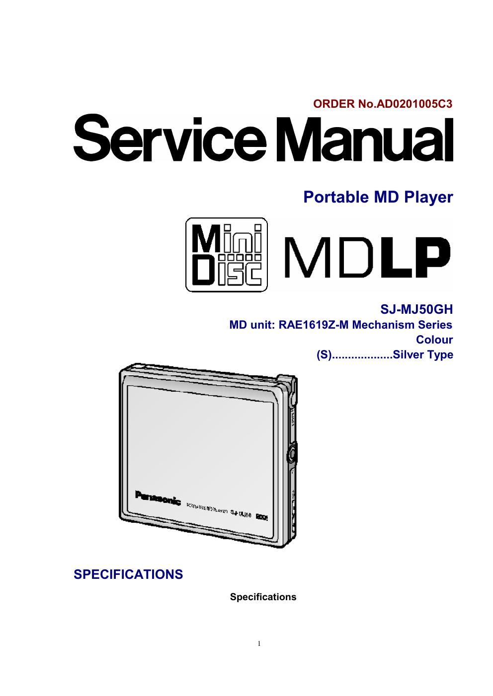 panasonic sj mj 50 gh service manual