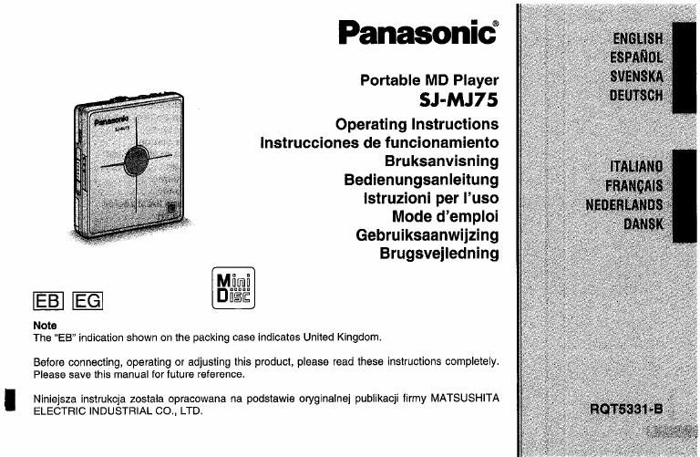 panasonic sj mj 75 owners manual