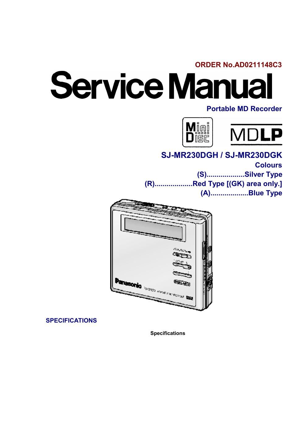 panasonic sj mr 230 dgh service manual