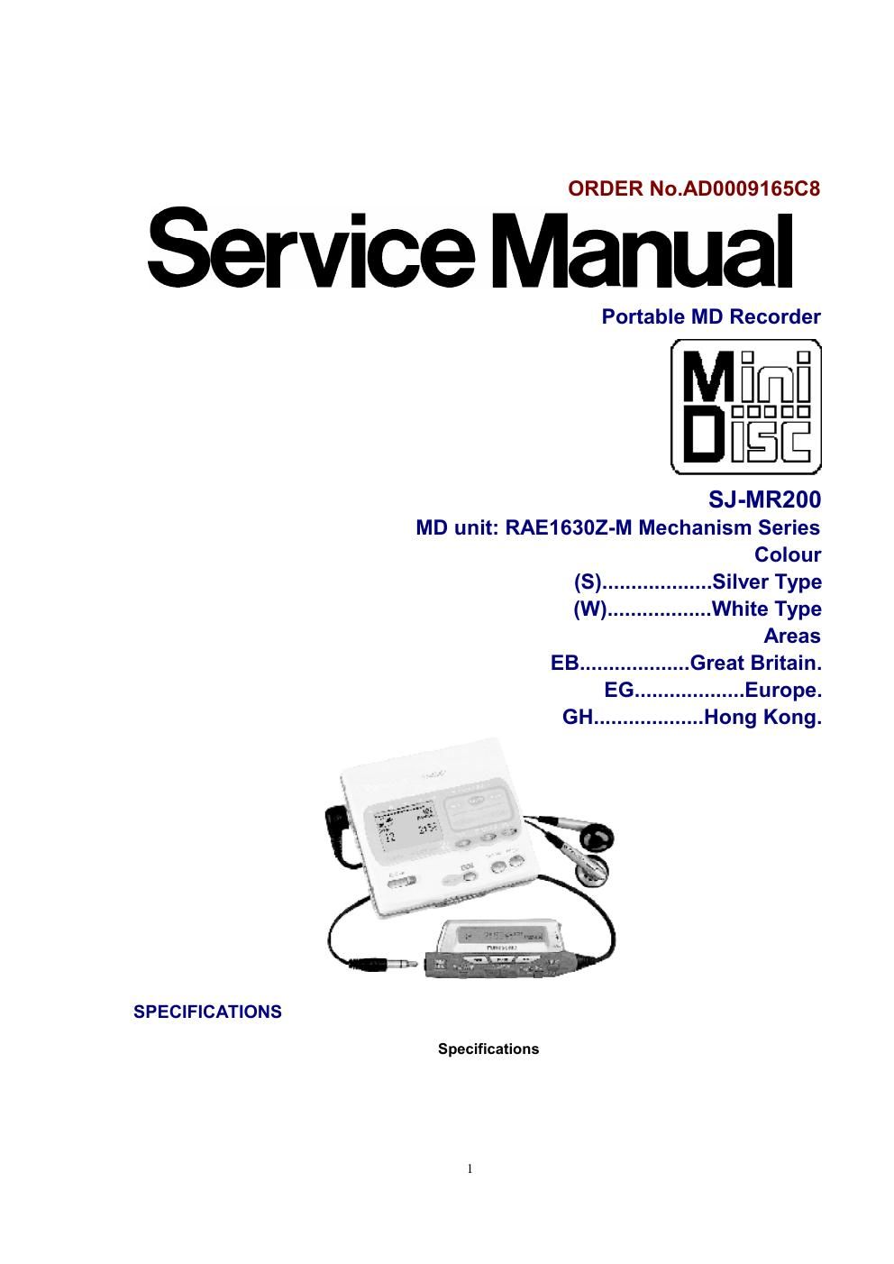 panasonic sj mr200 minidisc service manual
