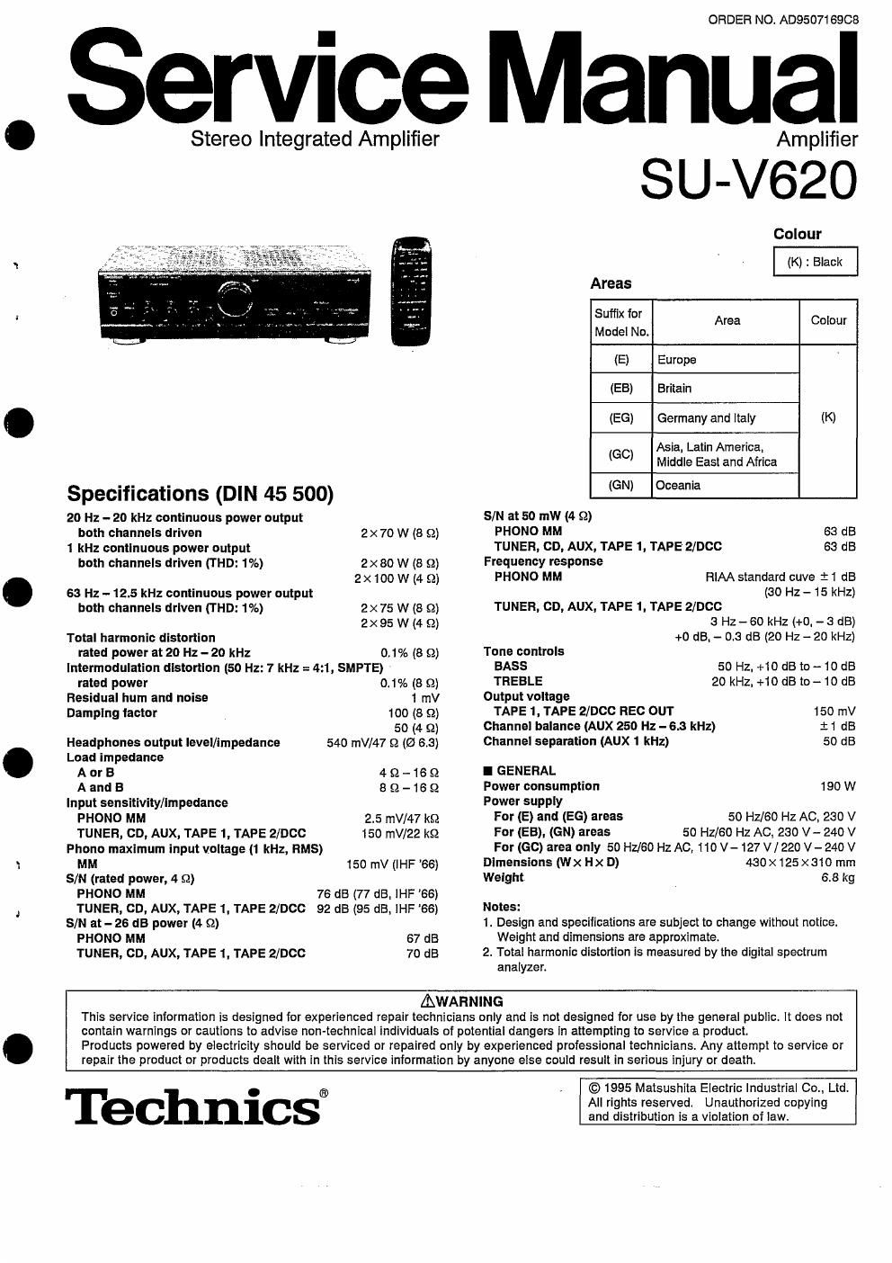 panasonic su v 620 service manual