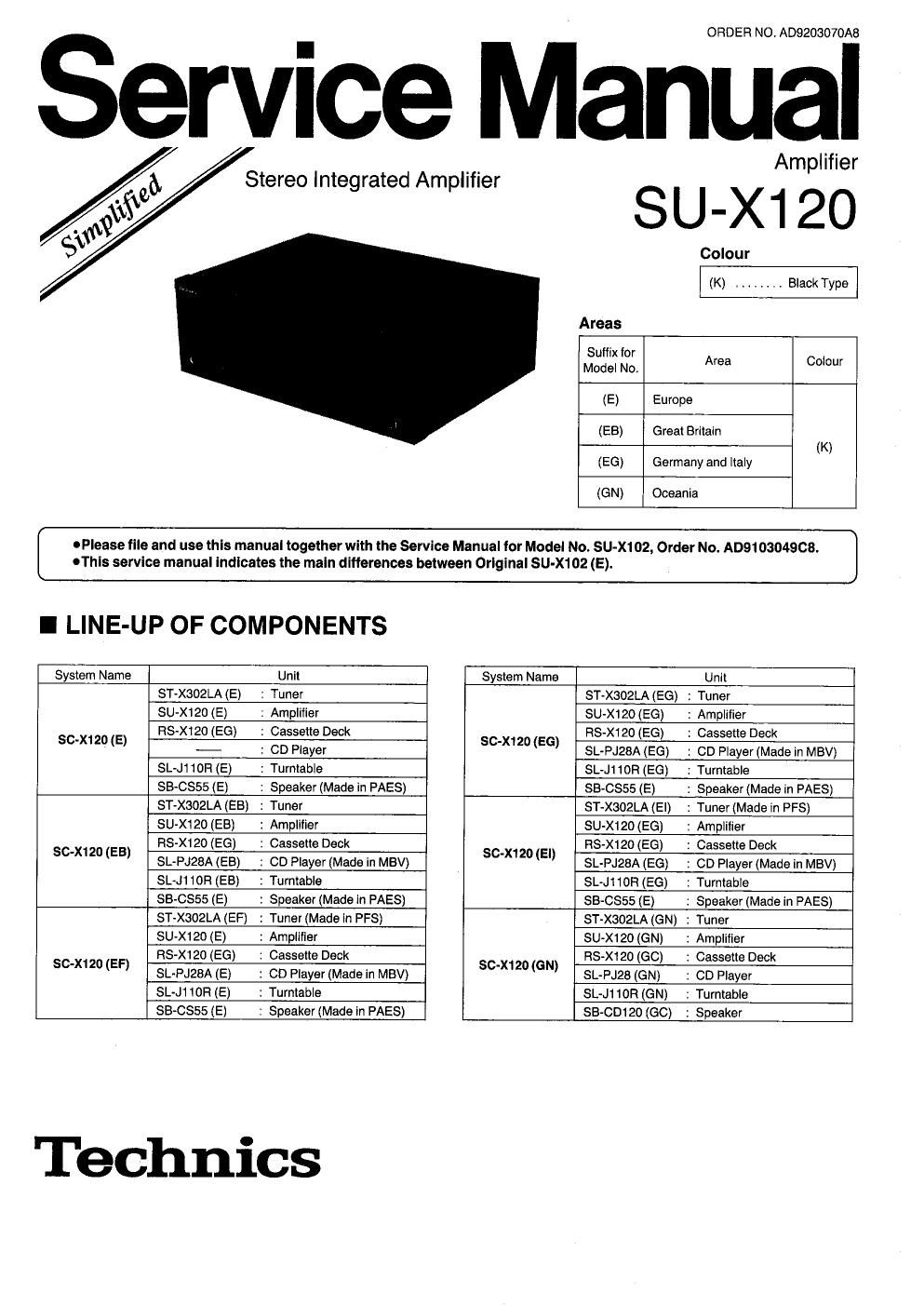 panasonic su x 120 service manual