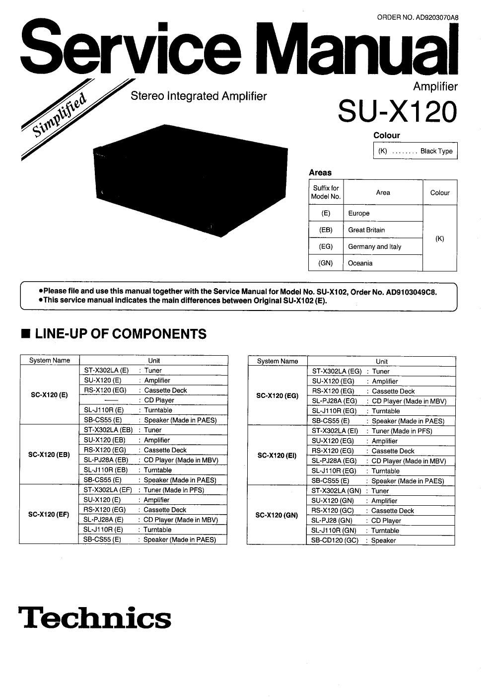 panasonic su x 120 service manual