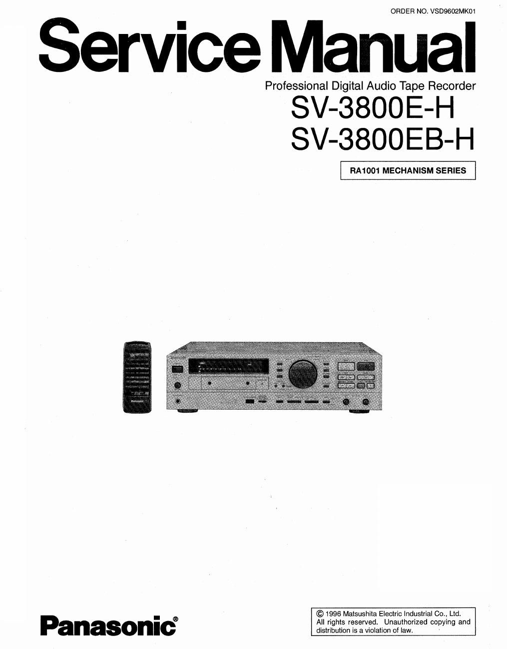 panasonic sv 3800 service manual