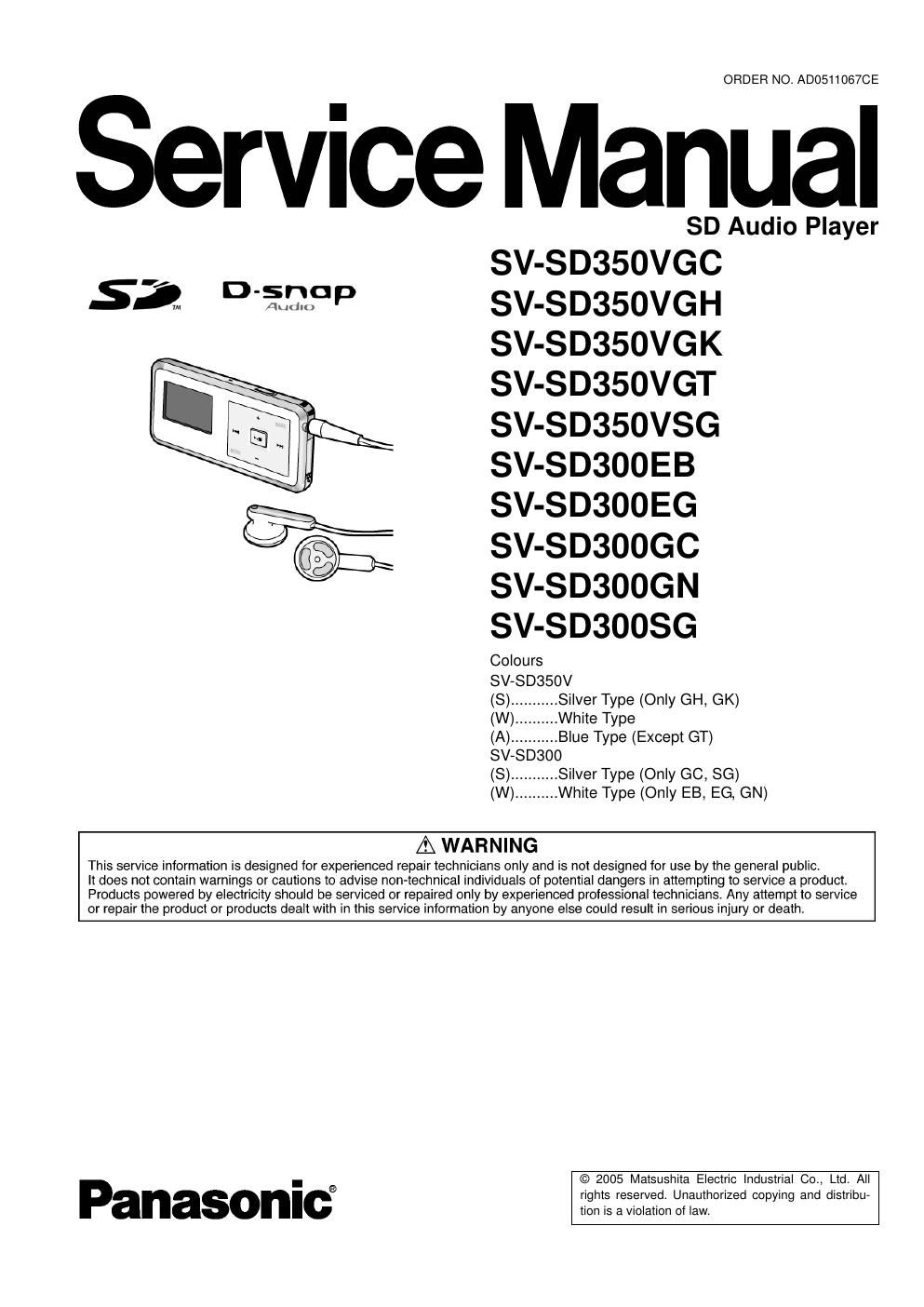 panasonic sv sd 300 eb service manual
