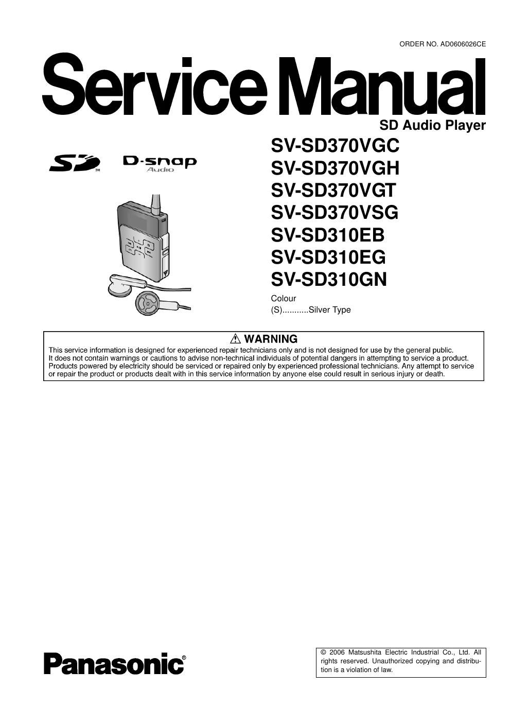 panasonic sv sd 310 eb service manual