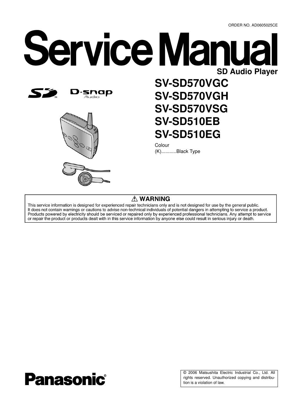 panasonic sv sd 510 eb service manual