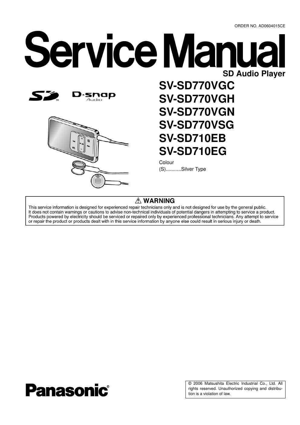 panasonic sv sd 710 eb service manual