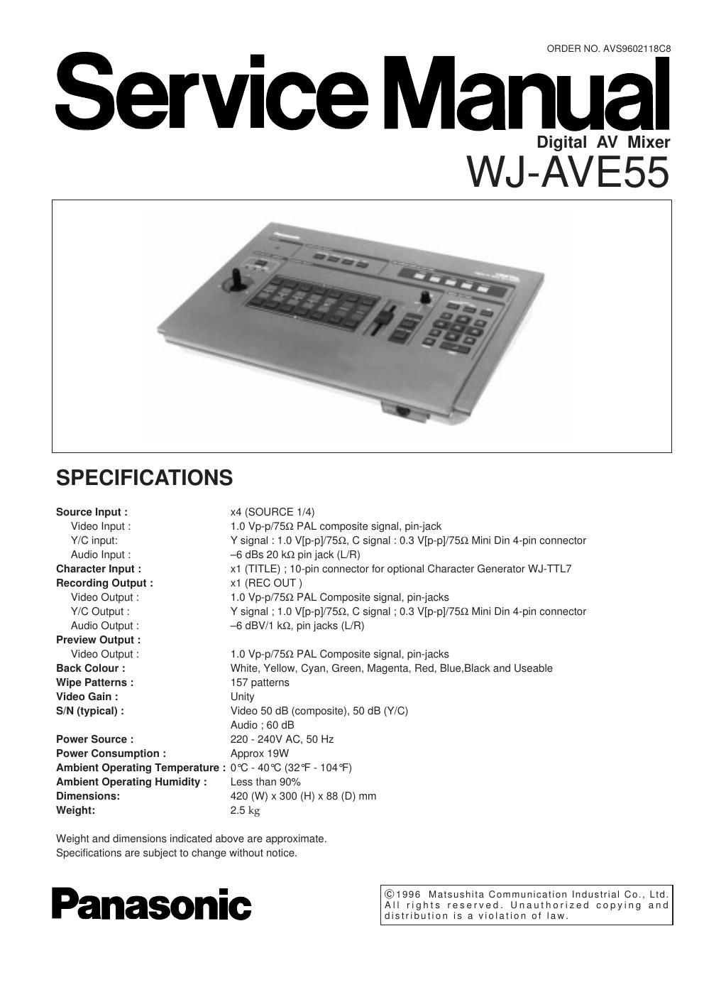 panasonic wj ave 55 service manual