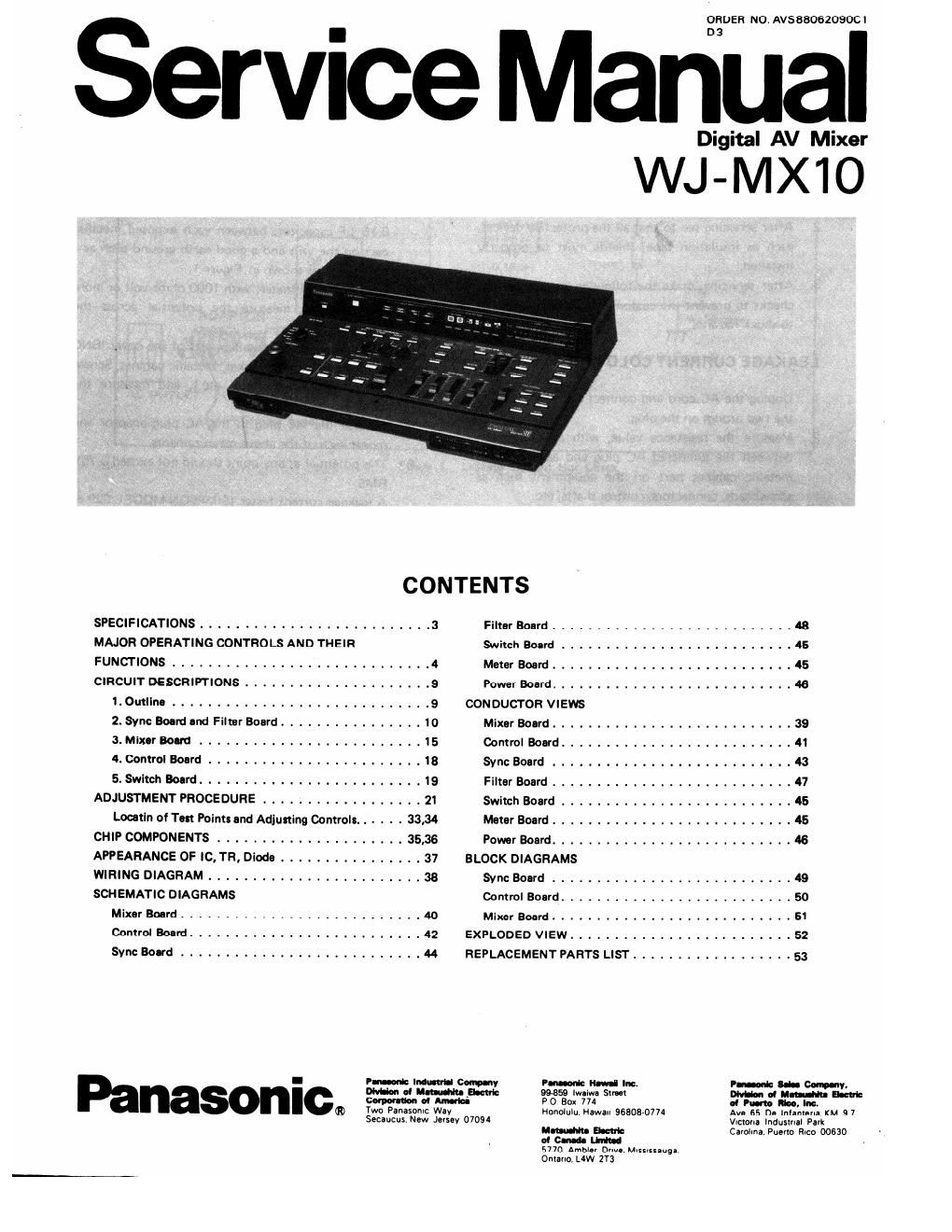 panasonic wj mx 10 service manual