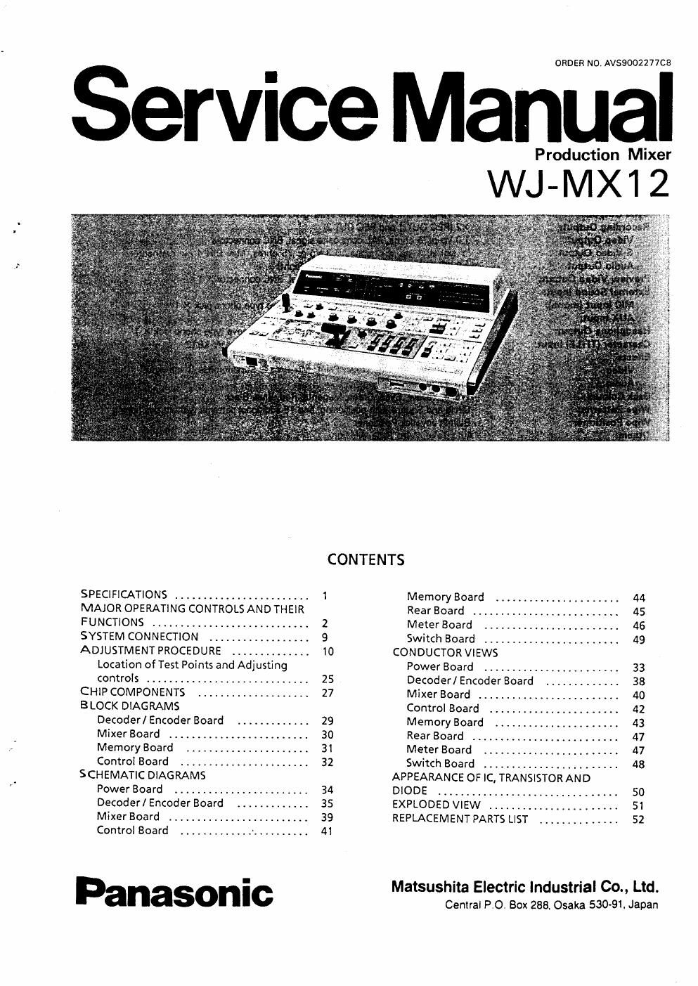 panasonic wj mx 12 service manual