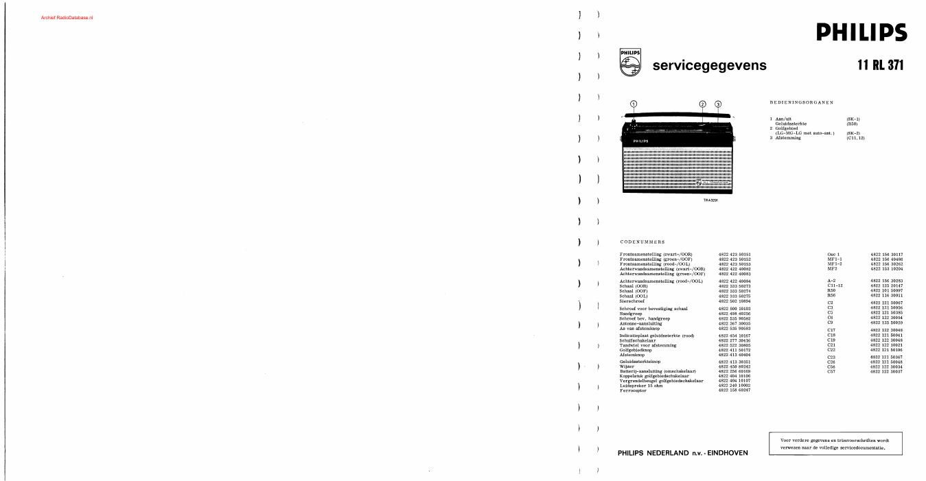 philips 11 rl 371 service manual