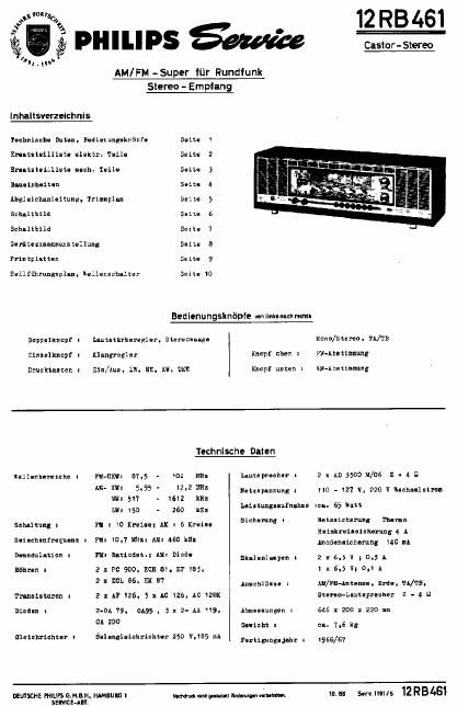 philips 12 rb 461 service manual
