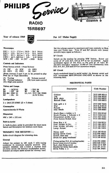 philips 15 rb 697 service manual