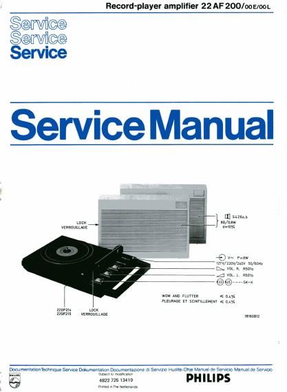 philips 22 af 200 service manual