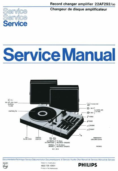 philips 22 af 292 service manual