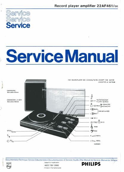 philips 22 af 461 service manual