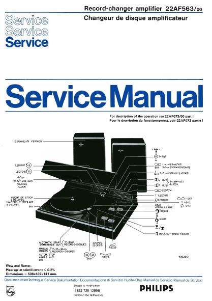 philips 22 af 563 service manual